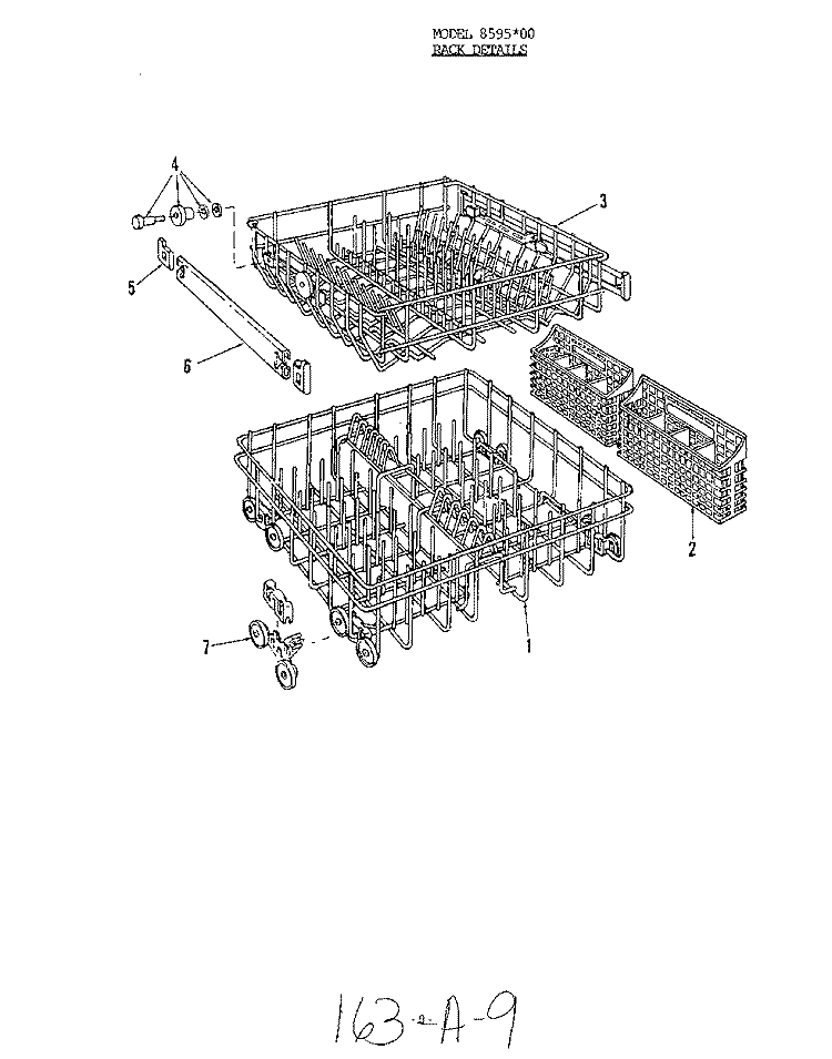 RACK Diagram and Parts List for 8595W00  Roper Dishwasher
