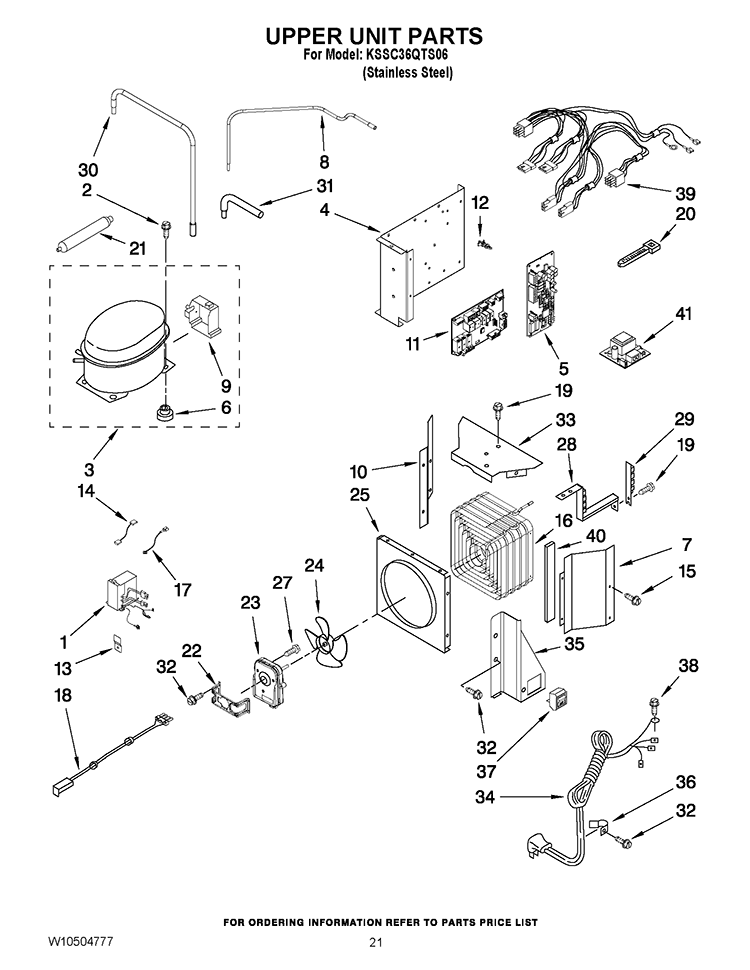 UPPER UNIT PARTS Diagram and Parts List for KSSC36QTS06  KitchenAid Refrigerator