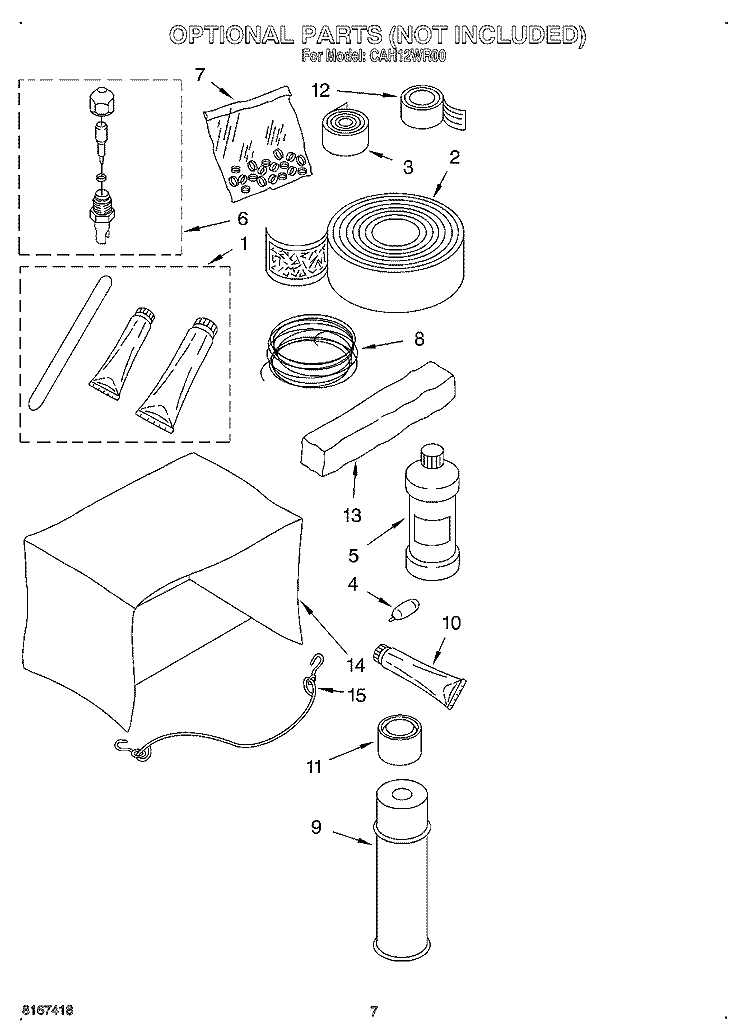 OPTIONAL Diagram and Parts List for CAH12WR00  Crosley Air Conditioner
