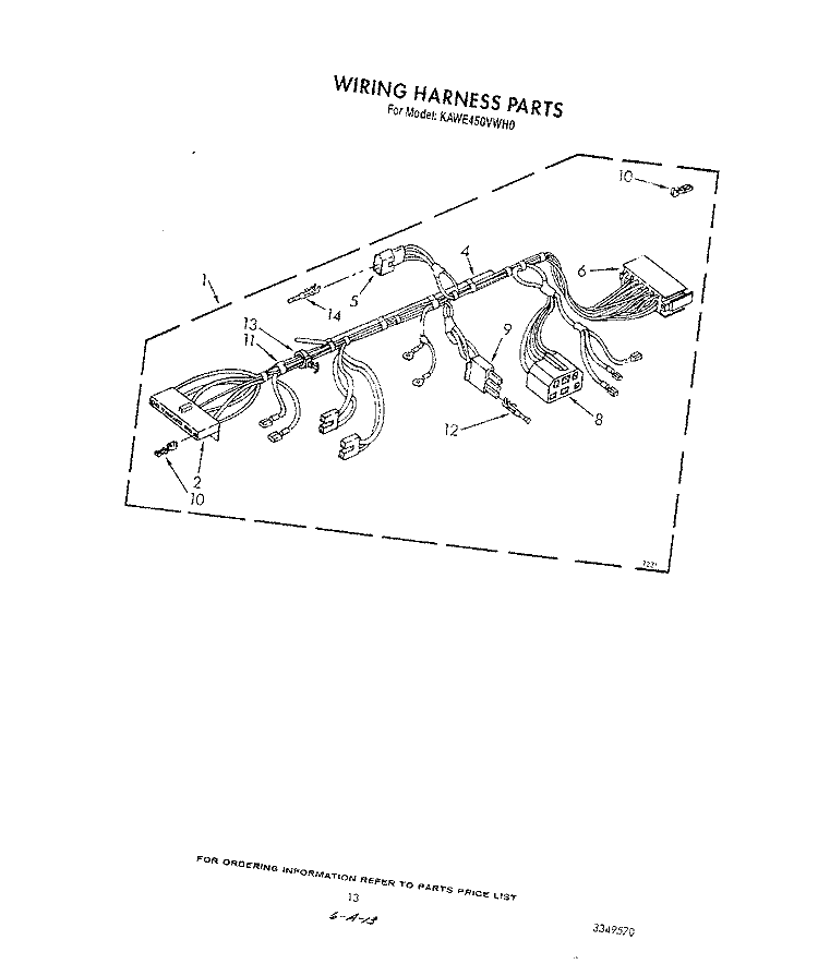 WIRING HARNESS Diagram and Parts List for KAWE450VAL0  KitchenAid Washer
