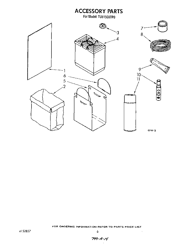 ACCESSORY Diagram and Parts List for TU8150XTP0  Whirlpool Trash Compactor