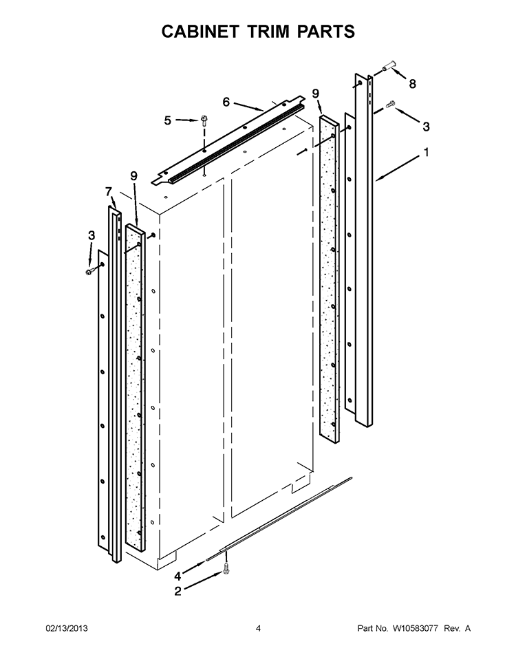 CABINET TRIM PARTS Diagram and Parts List for KSSC42QVS05  KitchenAid Refrigerator