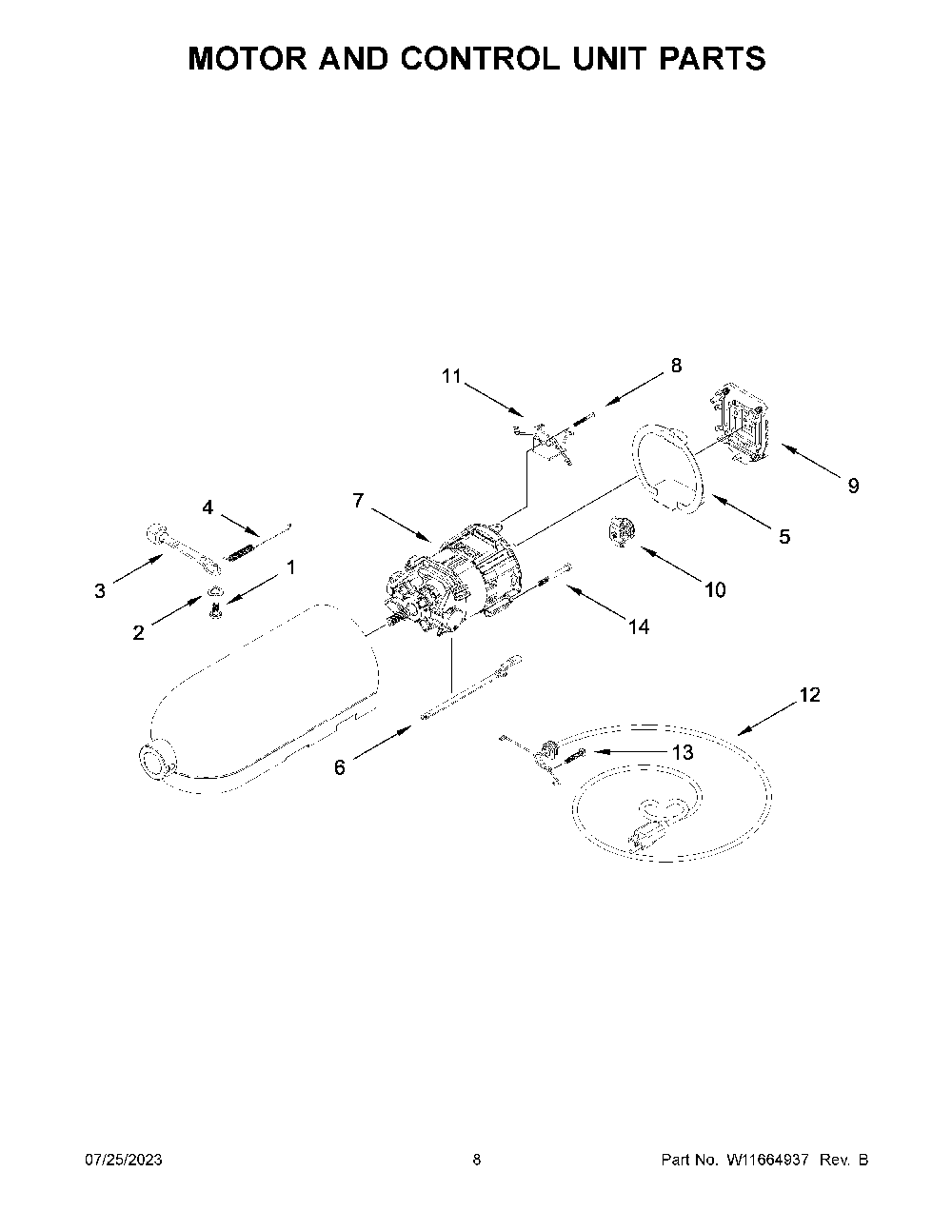 Motor And Control Unit Parts Diagram and Parts List for KSM195PSBM5  KitchenAid Mixer