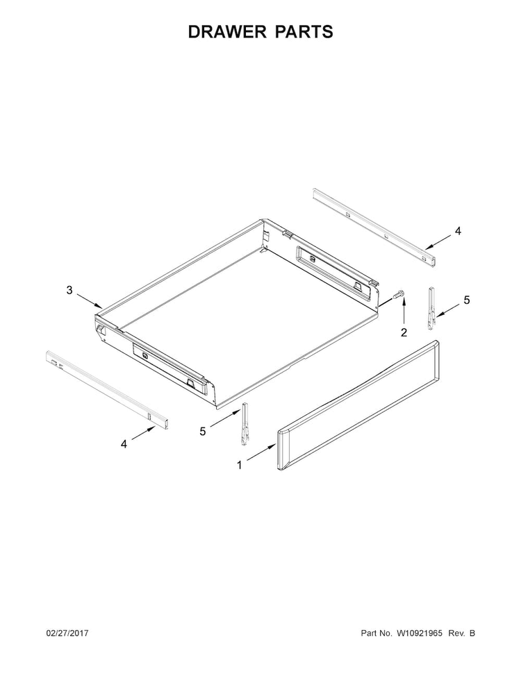 Drawer Parts Diagram and Parts List for KFGG500EBL2  KitchenAid Range