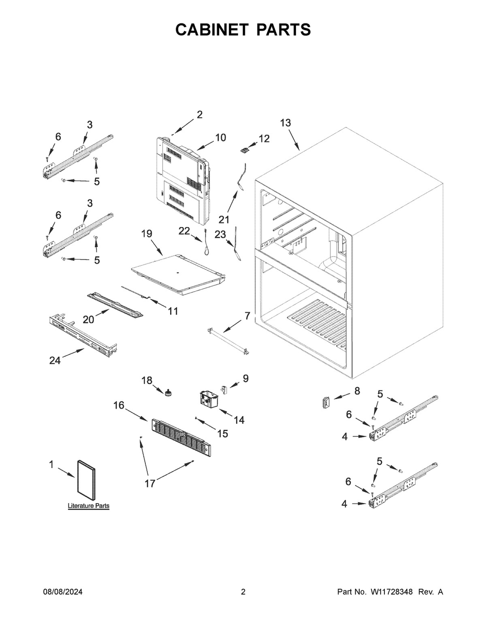 02 - Cabinet Parts Diagram and Parts List for JUCFP242HL12  Whirlpool Refrigerator