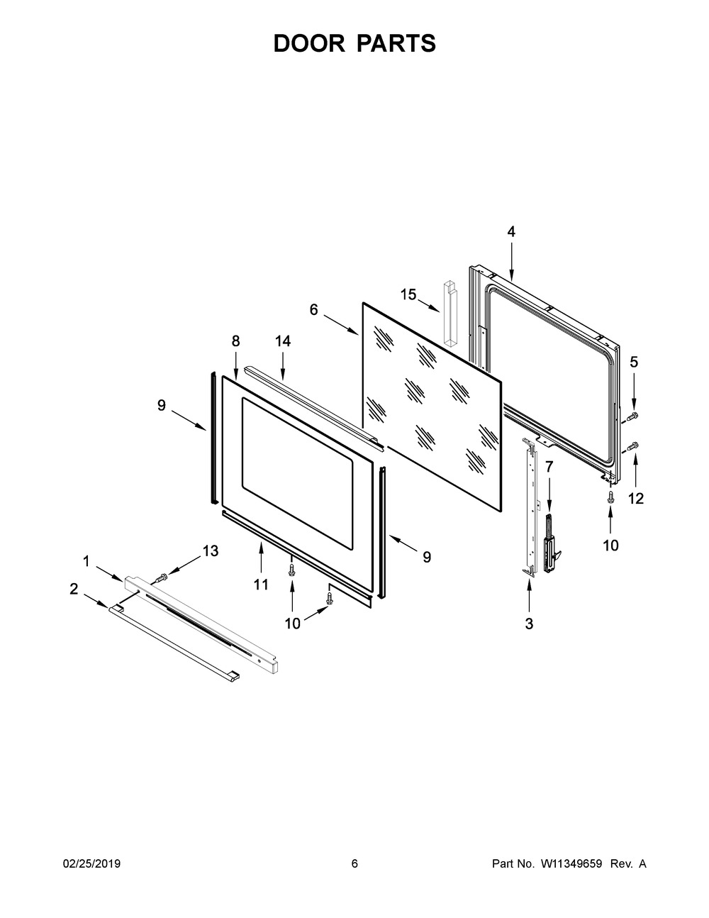 Door Parts Diagram and Parts List for YIEL730CS2  Whirlpool Dryer
