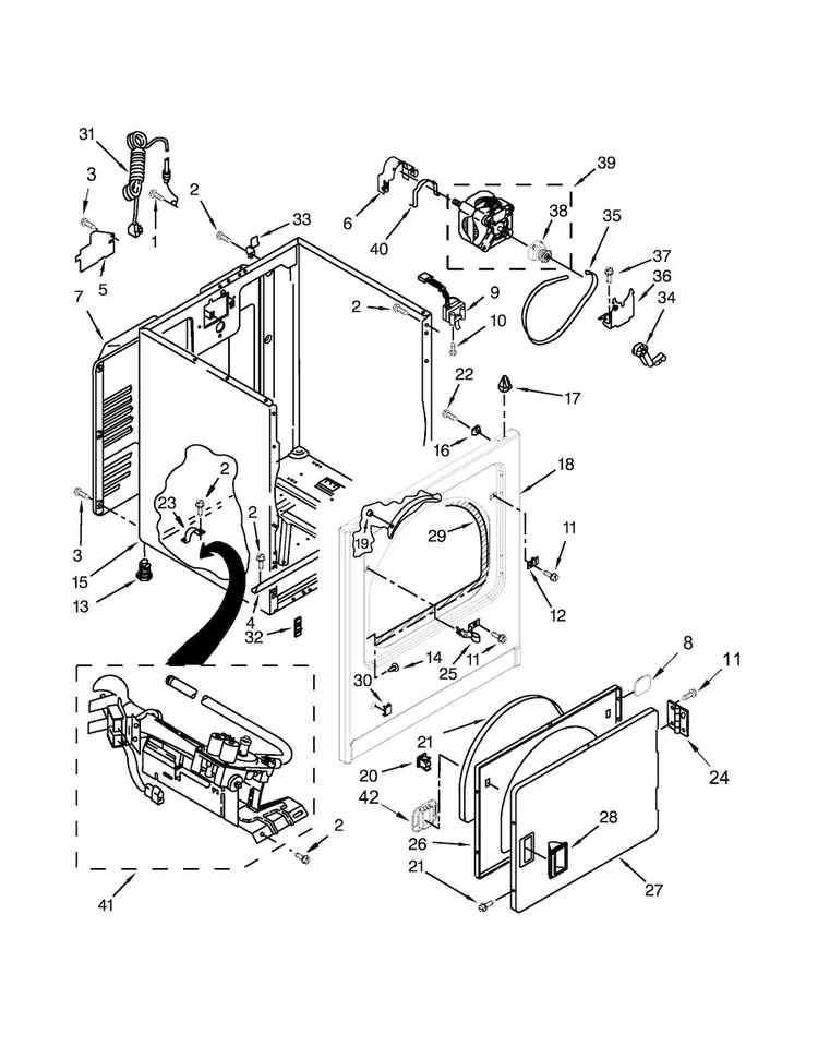 Cabinet Parts Diagram and Parts List for WGD4815EW0  Whirlpool Dryer