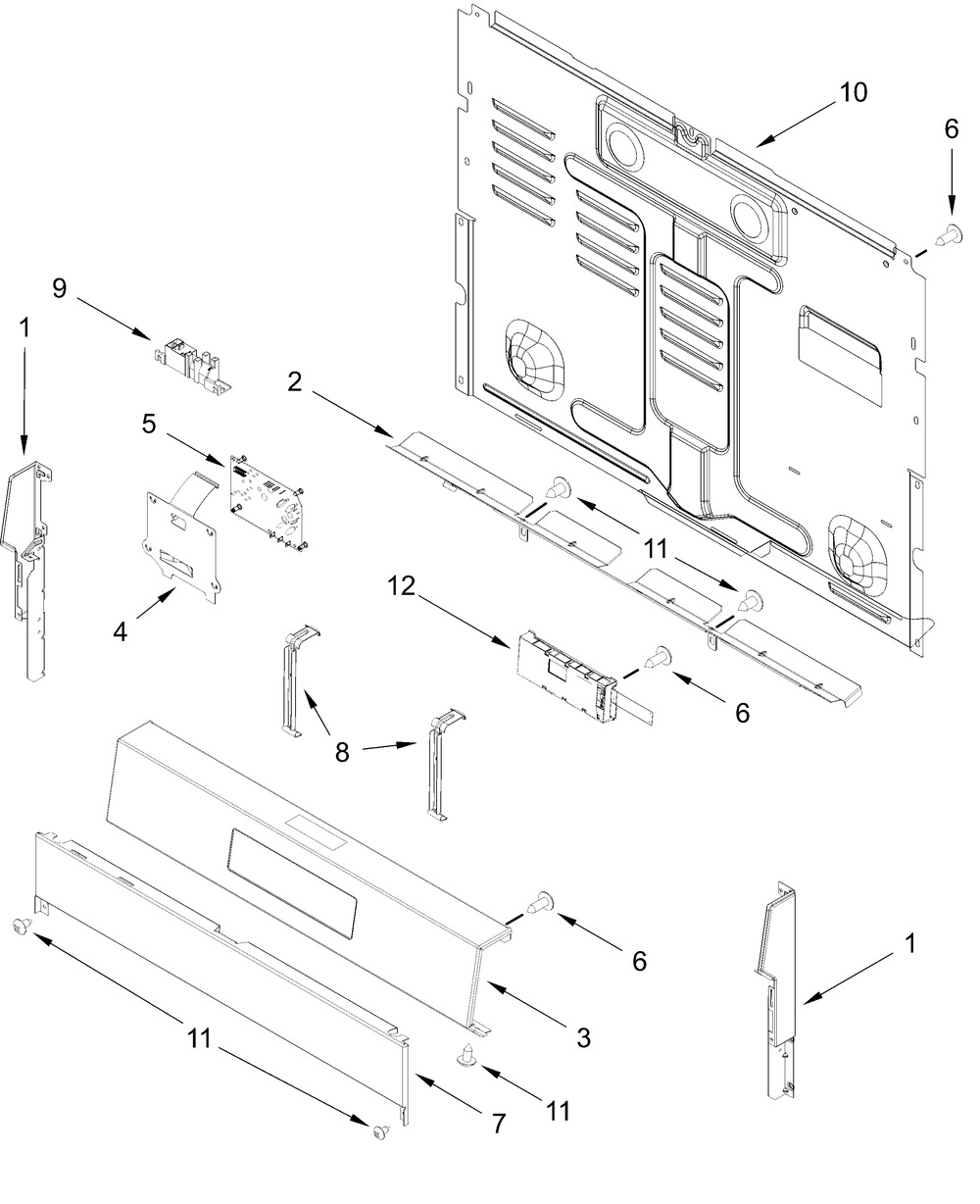 Control Panel Parts Diagram and Parts List for WFGS5030RB0,WFGS5030RW0  Whirlpool Range