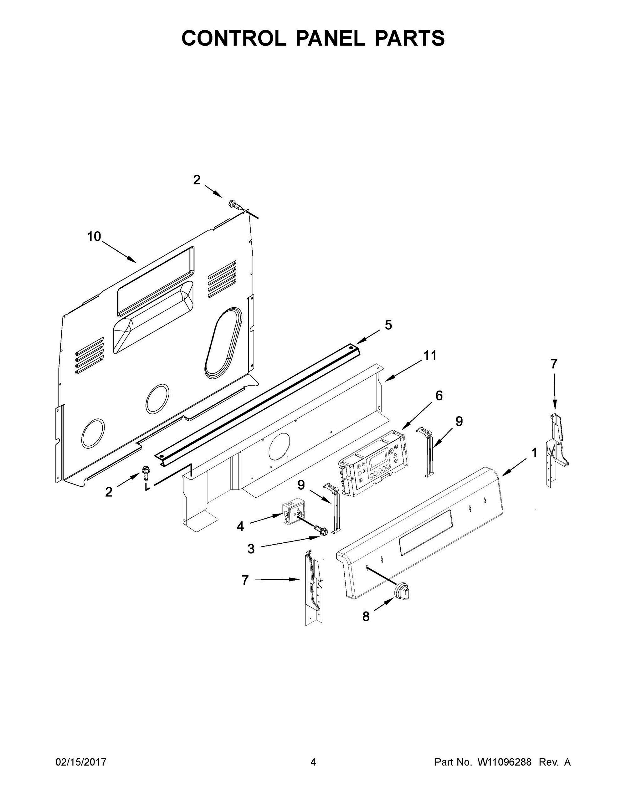 03 - CONTROL PANEL PARTS Diagram and Parts List for YMER6600FW0  Whirlpool Range