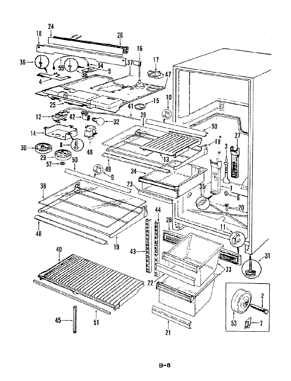 03 - Fresh Food Compartment Diagram and Parts List for RNB19EN-3A  Whirlpool Refrigerator