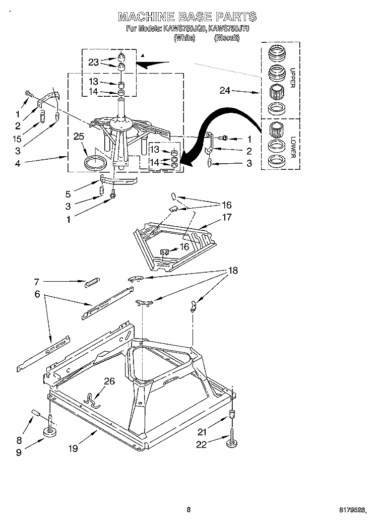 MACHINE BASE Diagram and Parts List for KAWS750JQ0  KitchenAid Washer