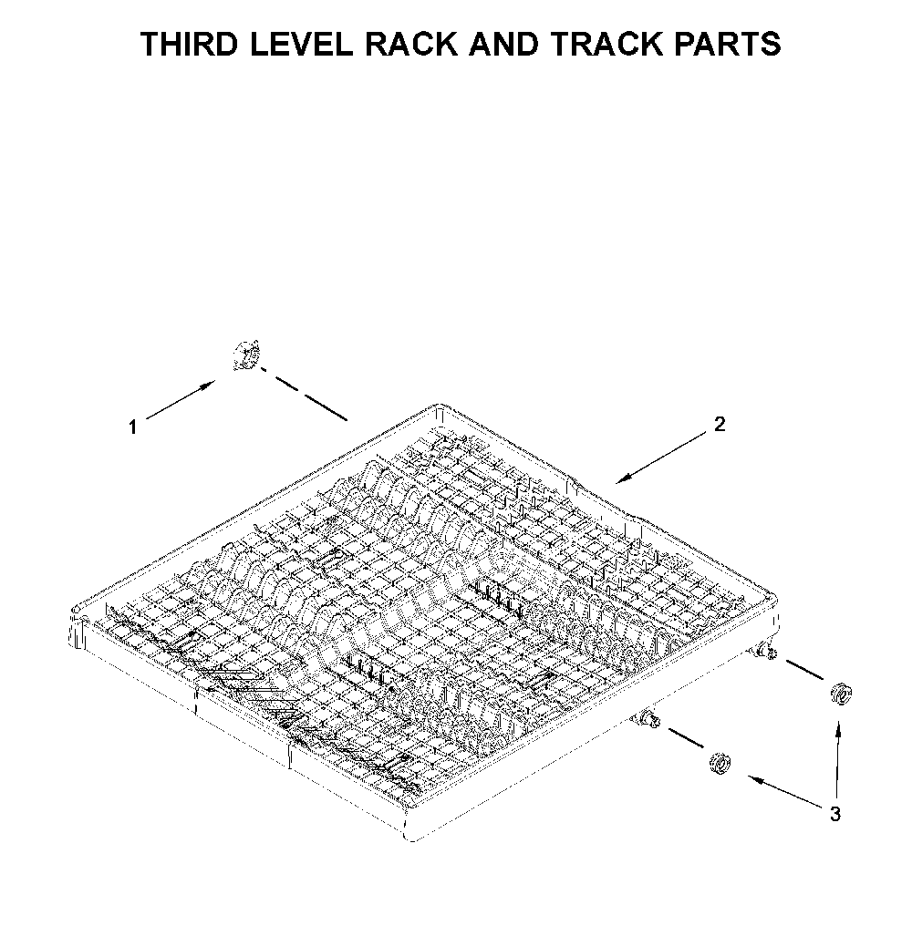 Third level rack and track parts Diagram and Parts List for WDTA50SAKT0  Whirlpool Dishwasher