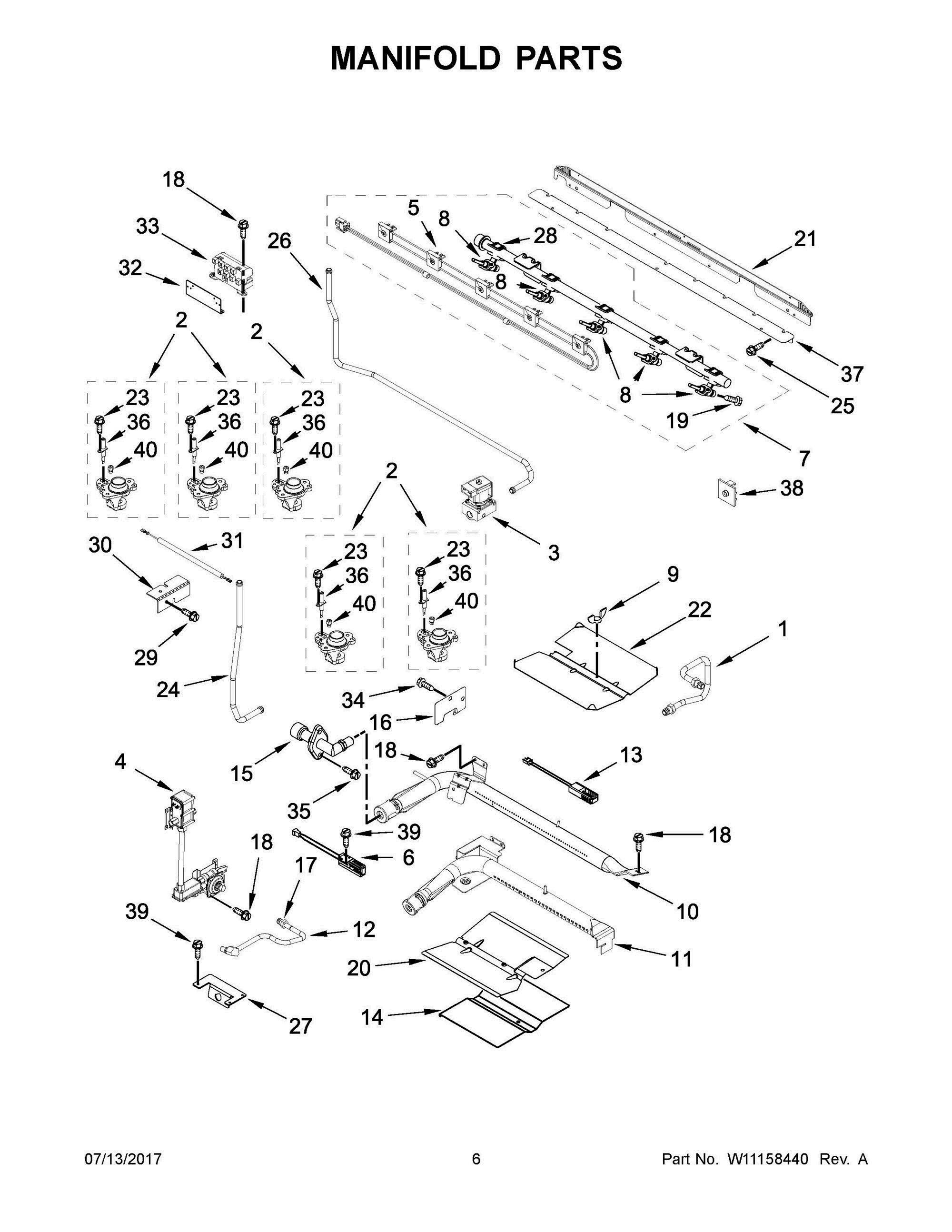 04 - MANIFOLD PARTS Diagram and Parts List for MGT8800FZ00  Whirlpool Range