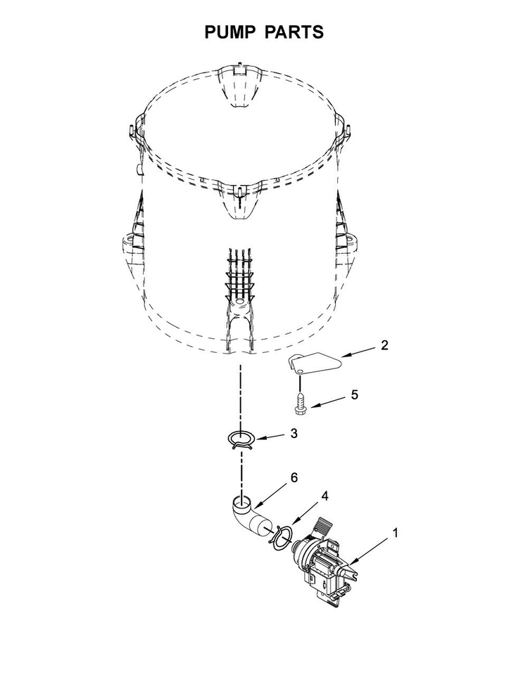 Pump Parts Diagram and Parts List for WTW8000DW3  Whirlpool Washer