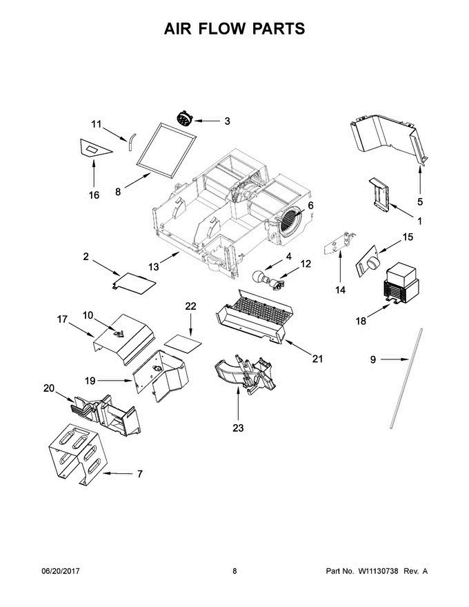 05 - Air Flow Parts Diagram and Parts List for WMH78019HV0  Whirlpool Microwave Oven Combo