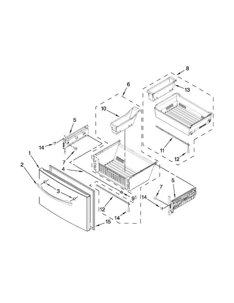 Freezer Door Parts Diagram and Parts List for WRF989SDAB02  Whirlpool Refrigerator