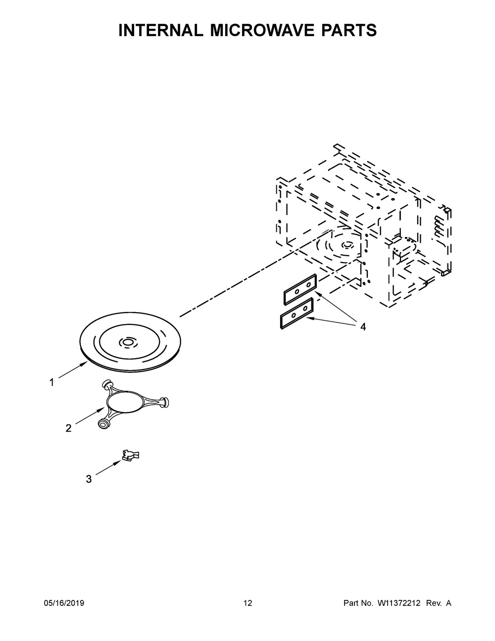 Internal Microwave Parts Diagram and Parts List for WOC75EC7HS03  Whirlpool Microwave Oven Combo