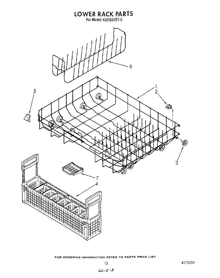 LOWER RACK Diagram and Parts List for KUDS220ST0  KitchenAid Dishwasher