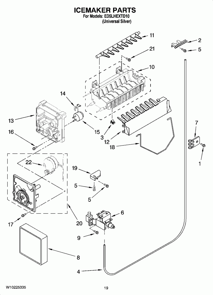 ICEMAKER PARTS, OPTIONAL PARTS (NOT INCLUDED) Diagram and Parts List for ED5LHEXTD10  Whirlpool Refrigerator