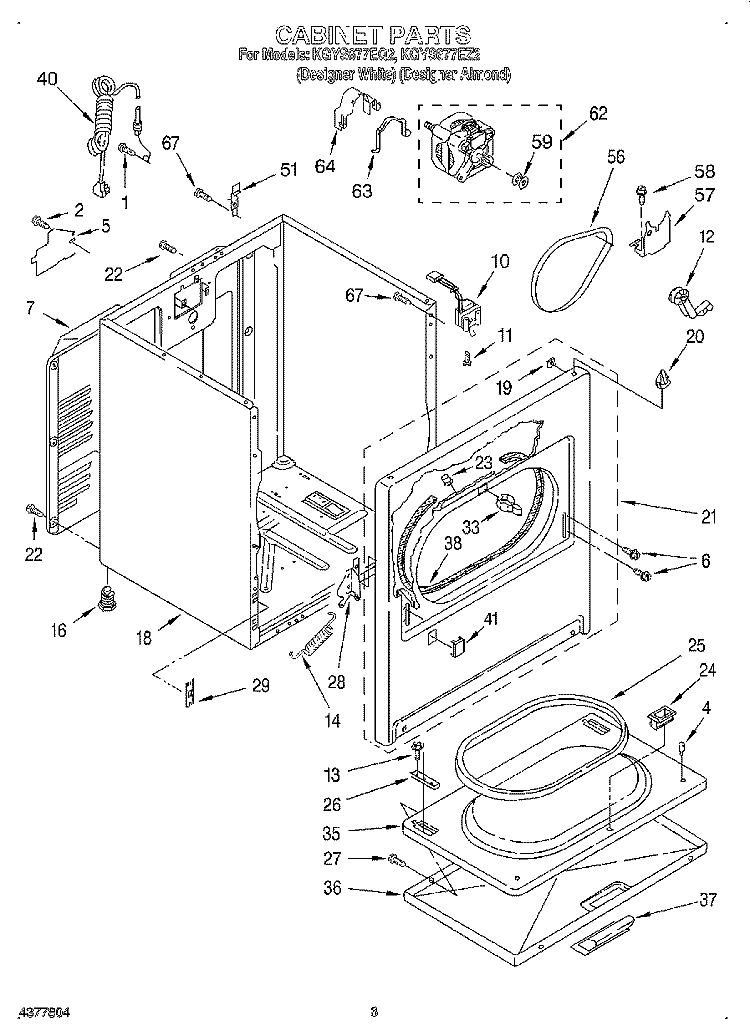 CABINET Diagram and Parts List for KGYS677EZ2  KitchenAid Dryer
