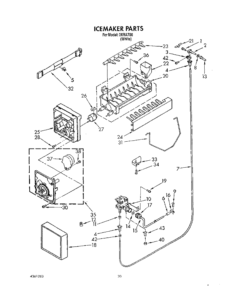 ICEMAKER, LIT/OPTIONAL Diagram and Parts List for 3XRA700  Whirlpool Refrigerator