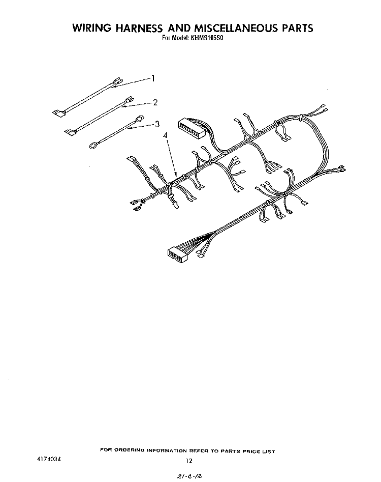 WIRING HARNESS, MISCELLANEOUS, LIT/ Diagram and Parts List for KHMS105S0  KitchenAid Microwave