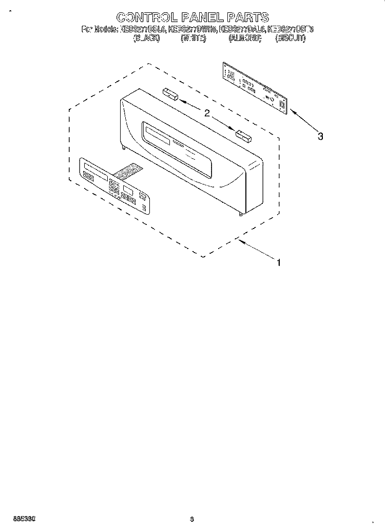 CONTROL PANEL, LITERATURE Diagram and Parts List for KEBS277DBL6  KitchenAid Wall Oven