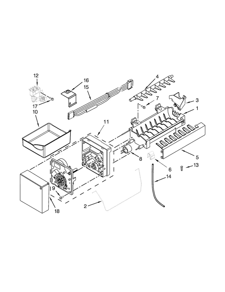Ice Maker Parts Diagram and Parts List for KBFS25ECWH00  KitchenAid Refrigerator