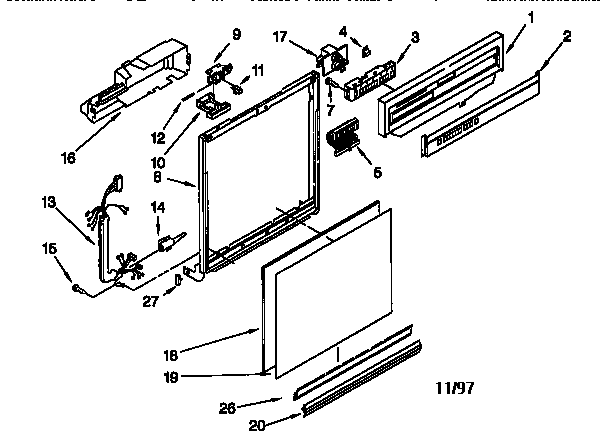 Frame And Console Diagram and Parts List for DU940QWDG6  Whirlpool Dishwasher