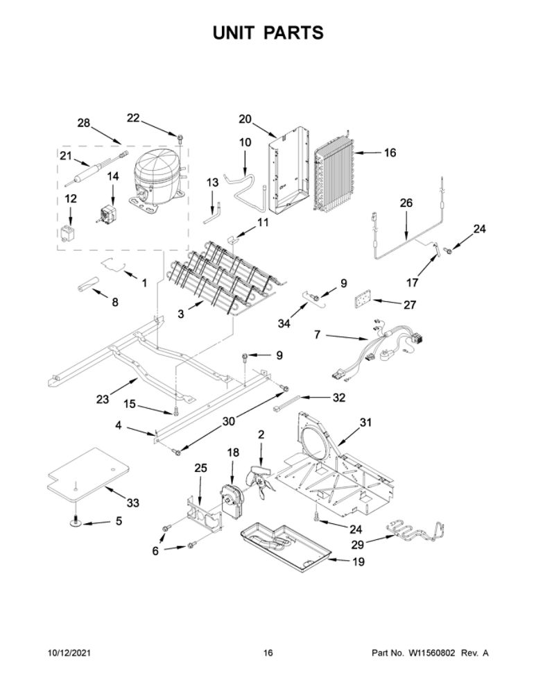 Unit Parts 1 Diagram and Parts List for WRS312SNHB05  Whirlpool Refrigerator