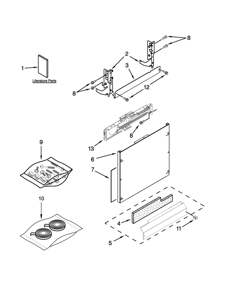 Door Panel Parts Diagram and Parts List for KDTE304DPA2  KitchenAid Dishwasher