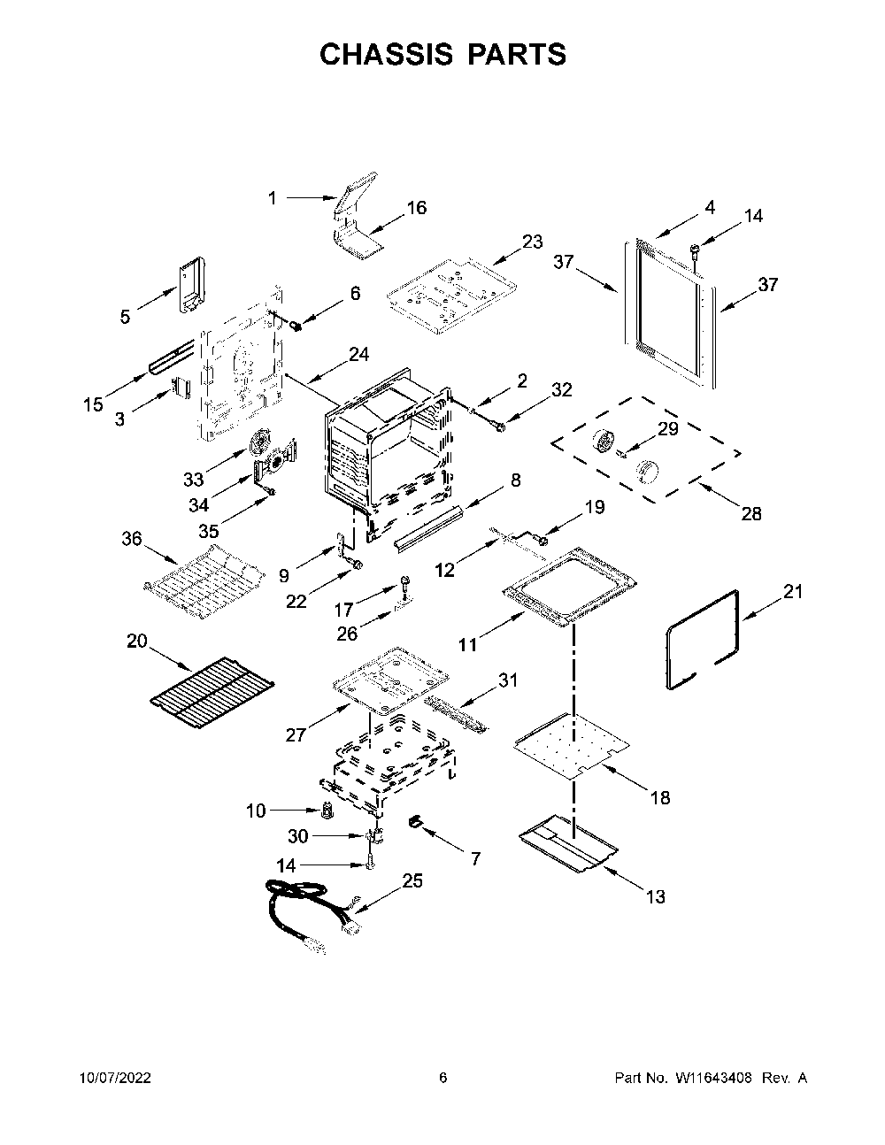 Chassis Parts Diagram and Parts List for KFGG504KPS3  KitchenAid Range