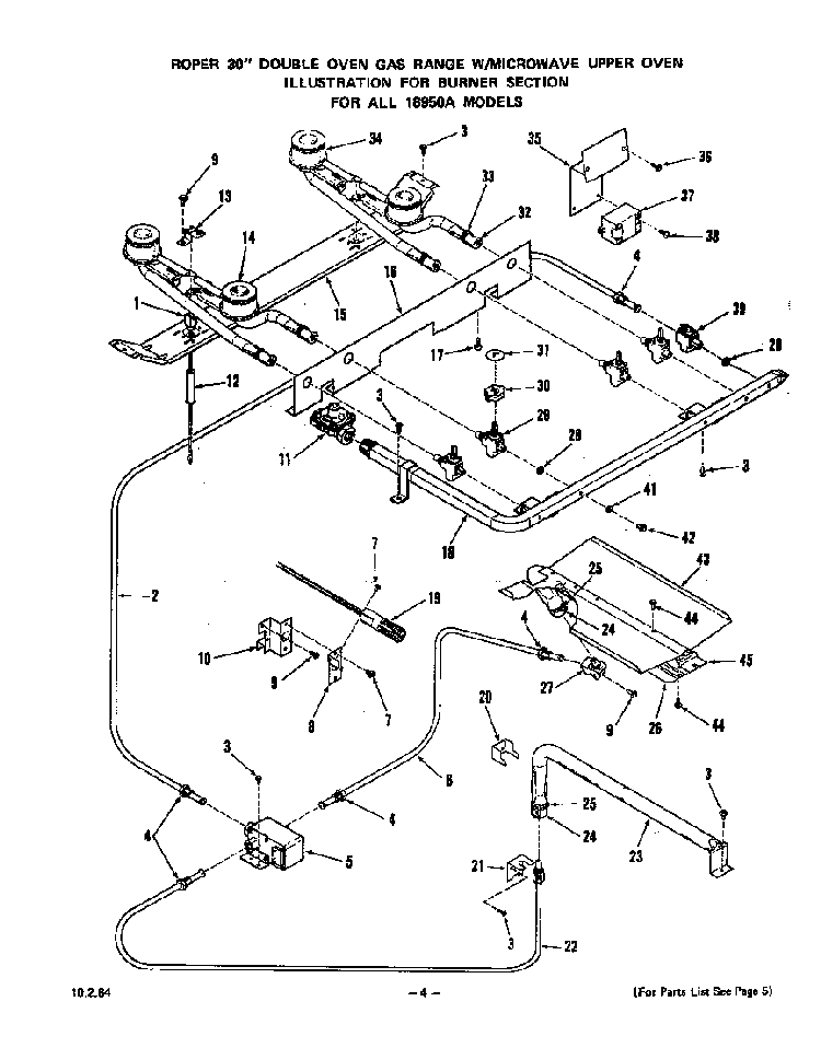 Burner Diagram and Parts List for 1895*0A  Roper Range