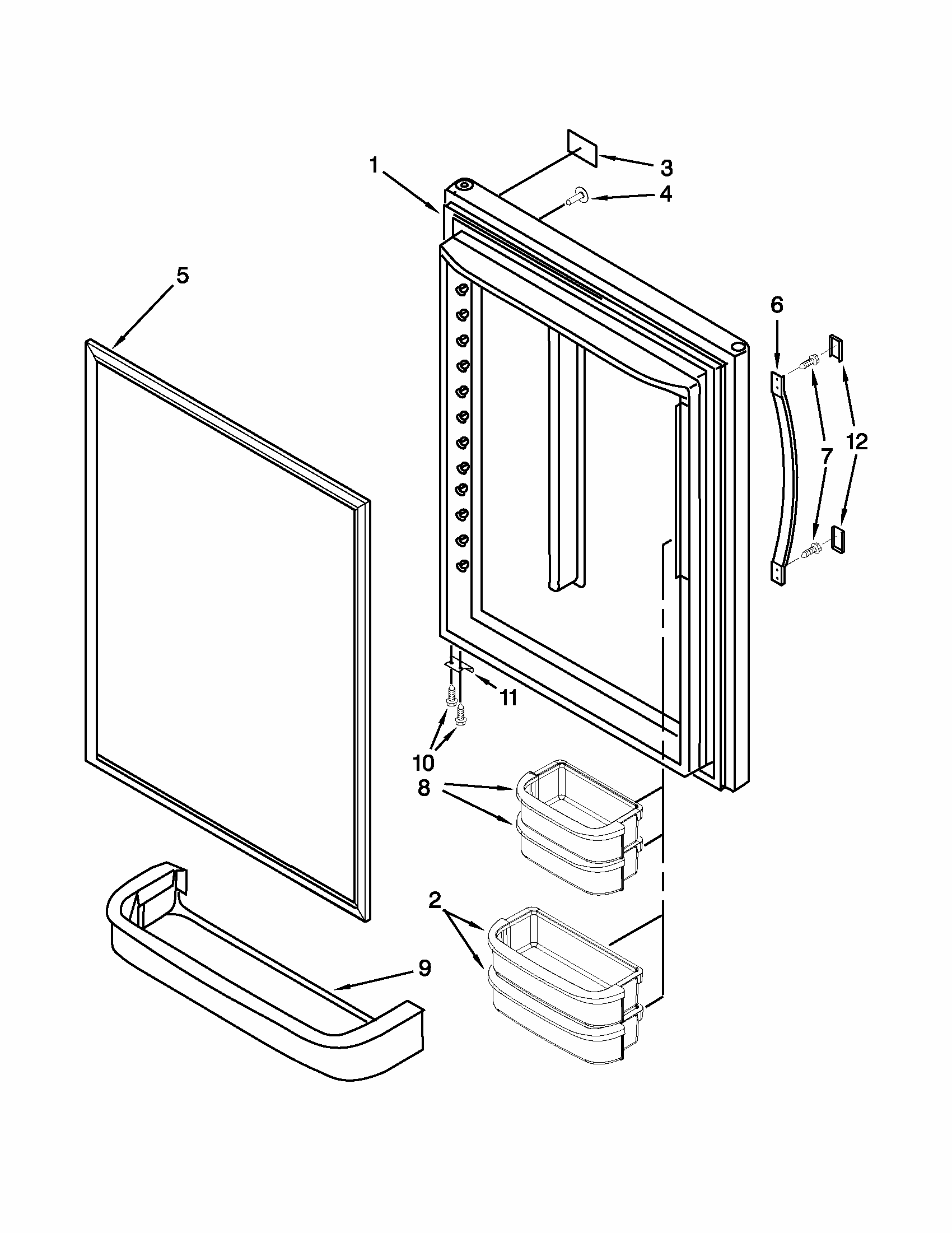 Refrigerator Door Diagram and Parts List for 59669912013  Kenmore Refrigerator