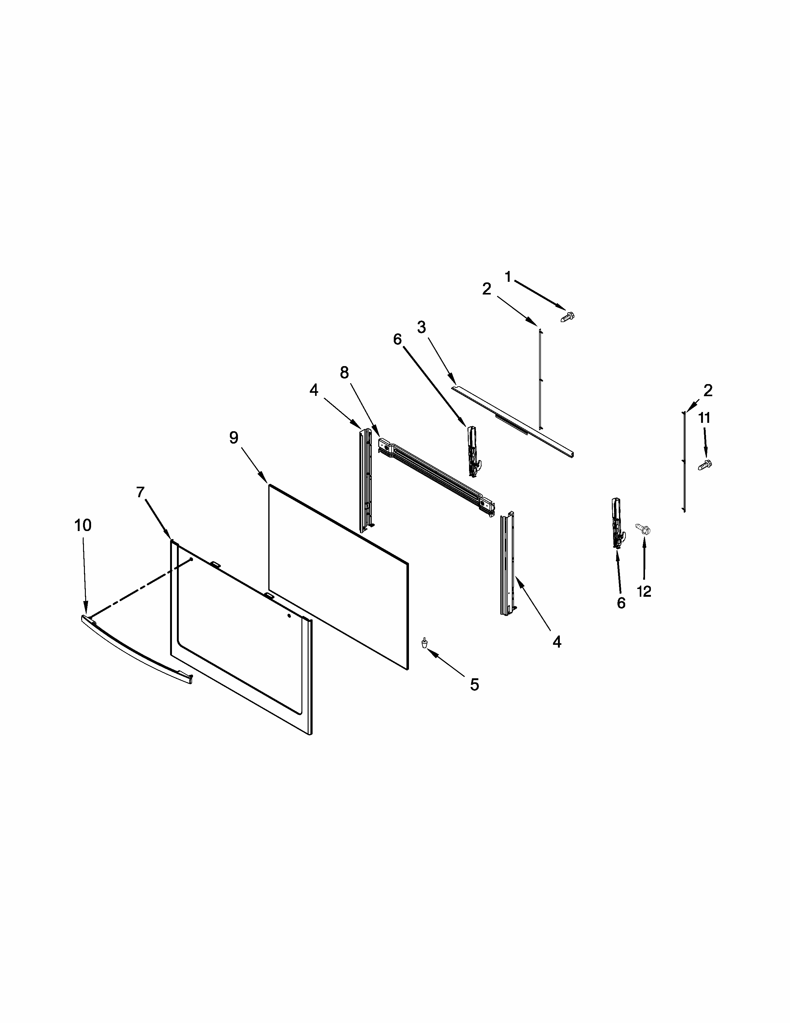 Door Parts Diagram and Parts List for IGS350BW0  Whirlpool Range