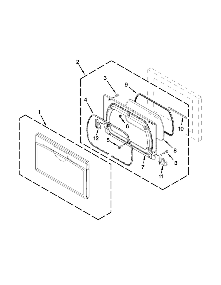 Door Parts Diagram and Parts List for WGD5700AC1  Whirlpool Dryer