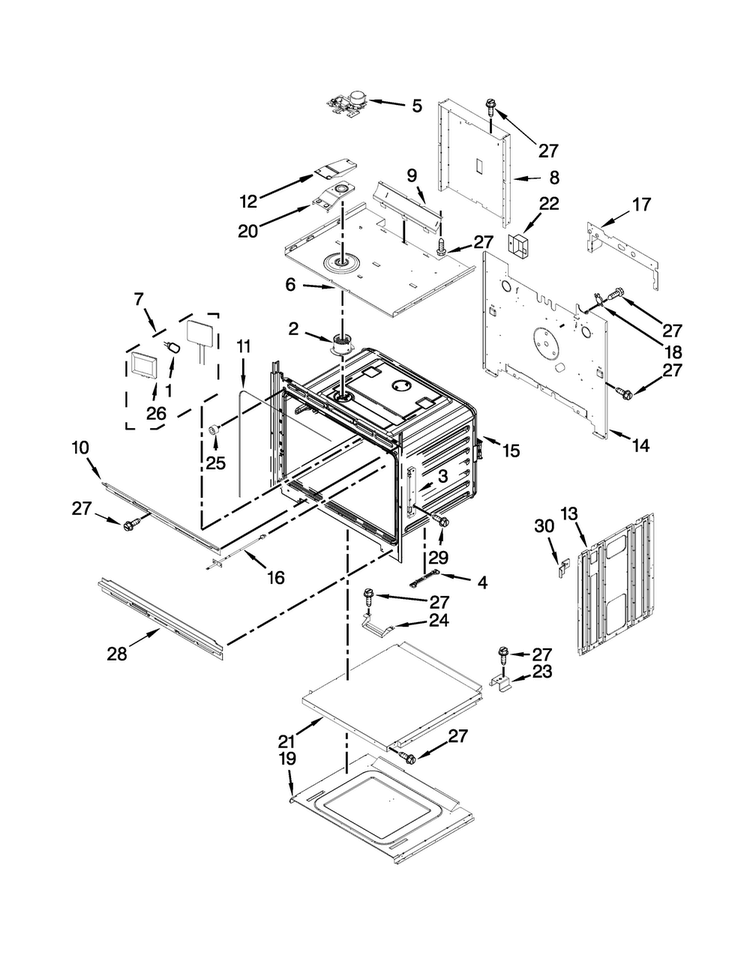 Upper Oven Parts Diagram and Parts List for KEBS209BSS01  KitchenAid Wall Oven