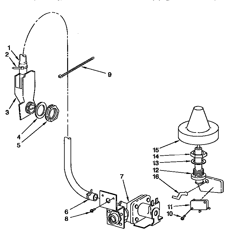 Fill And Overfill Diagram and Parts List for KUDH230YH0  KitchenAid Dishwasher