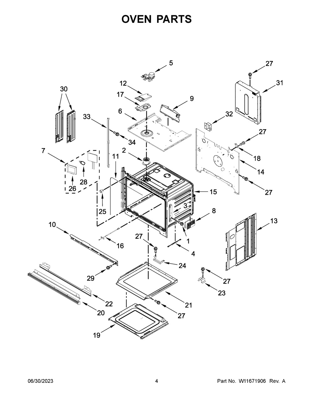 Oven Parts Diagram and Parts List for WOES7027PZ00  Whirlpool Wall Oven