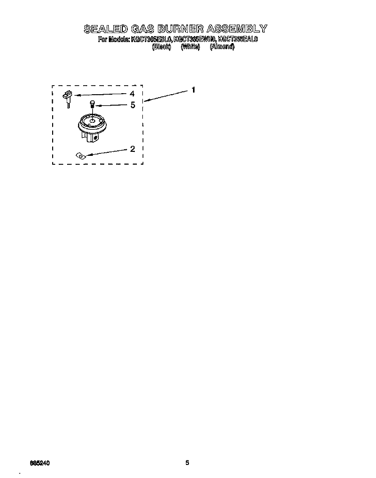 SECTION Diagram and Parts List for KGCT365EWH0  KitchenAid Cooktop