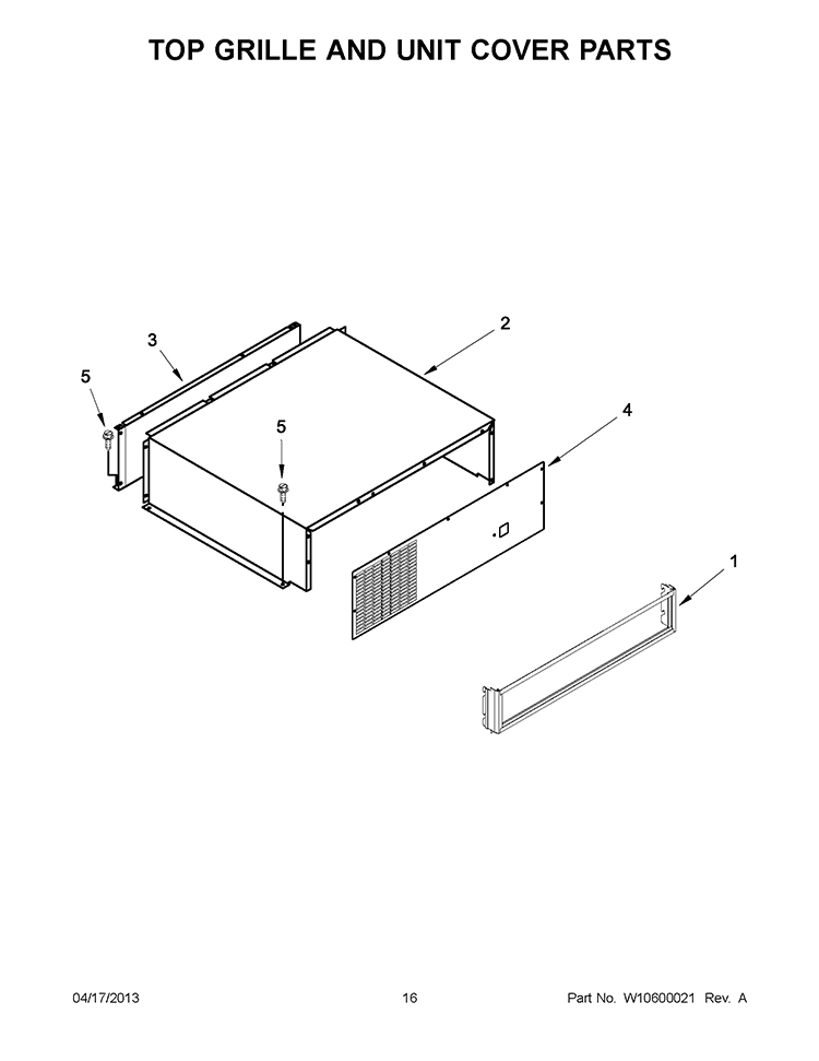 TOP GRILLE AND UNIT COVER PARTS Diagram and Parts List for KBFO42FTX07  KitchenAid Refrigerator