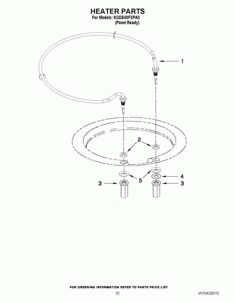 HEATER PARTS Diagram and Parts List for KUDE40FXPA3  KitchenAid Dishwasher