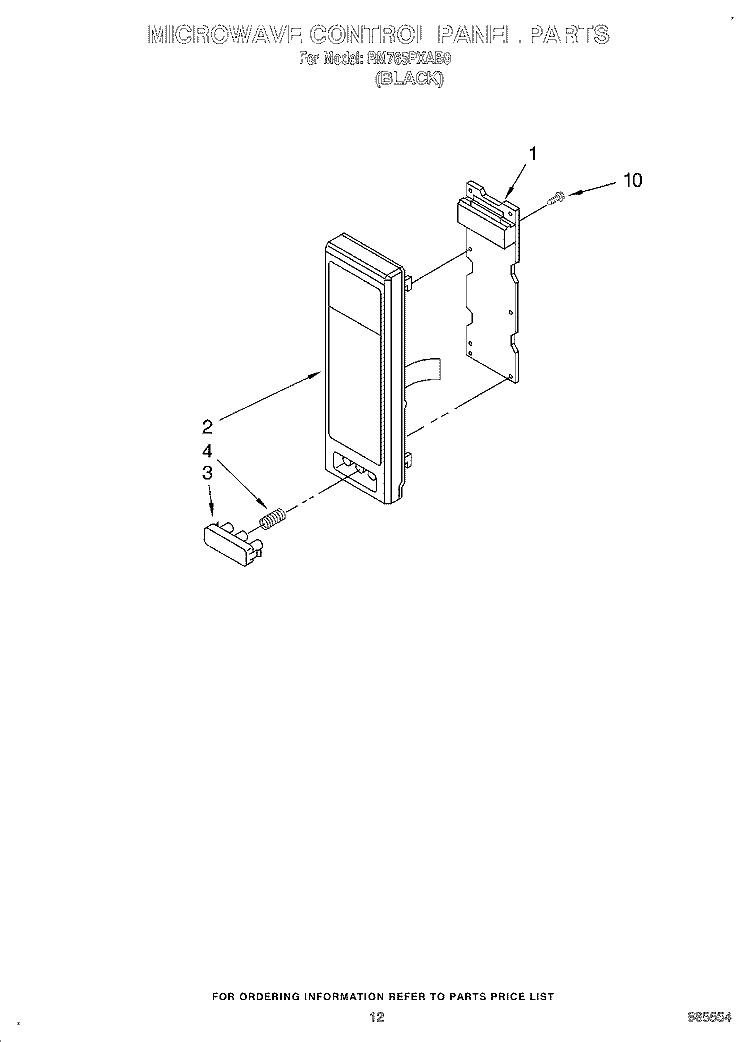 MICROWAVE CONTROL Diagram and Parts List for RM765PXAB0  Whirlpool Wall Oven