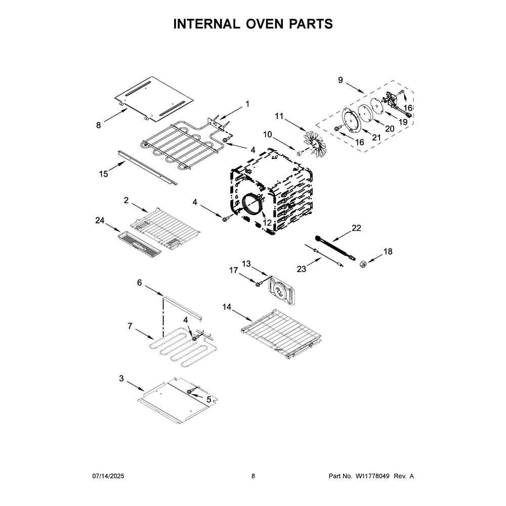 Internal Oven Parts Diagram and Parts List for KOEC730SPS00  KitchenAid Microwave