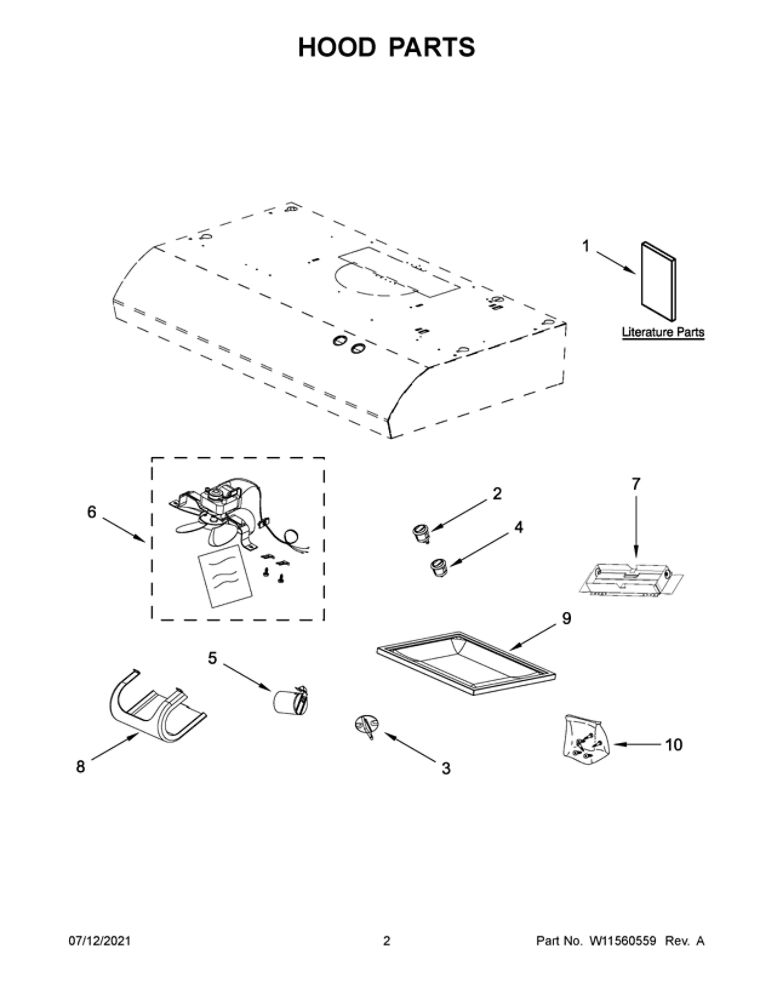 Hood Parts Diagram and Parts List for UXT4136ADB1  Whirlpool Range Hood