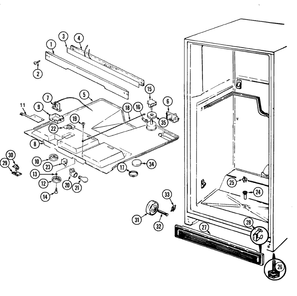 03 - Fresh Food Compartment Diagram and Parts List for RB19KN-2AD  Whirlpool Refrigerator