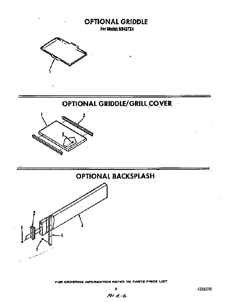 Optional Equipment Diagram and Parts List for N9457*4  Roper Range