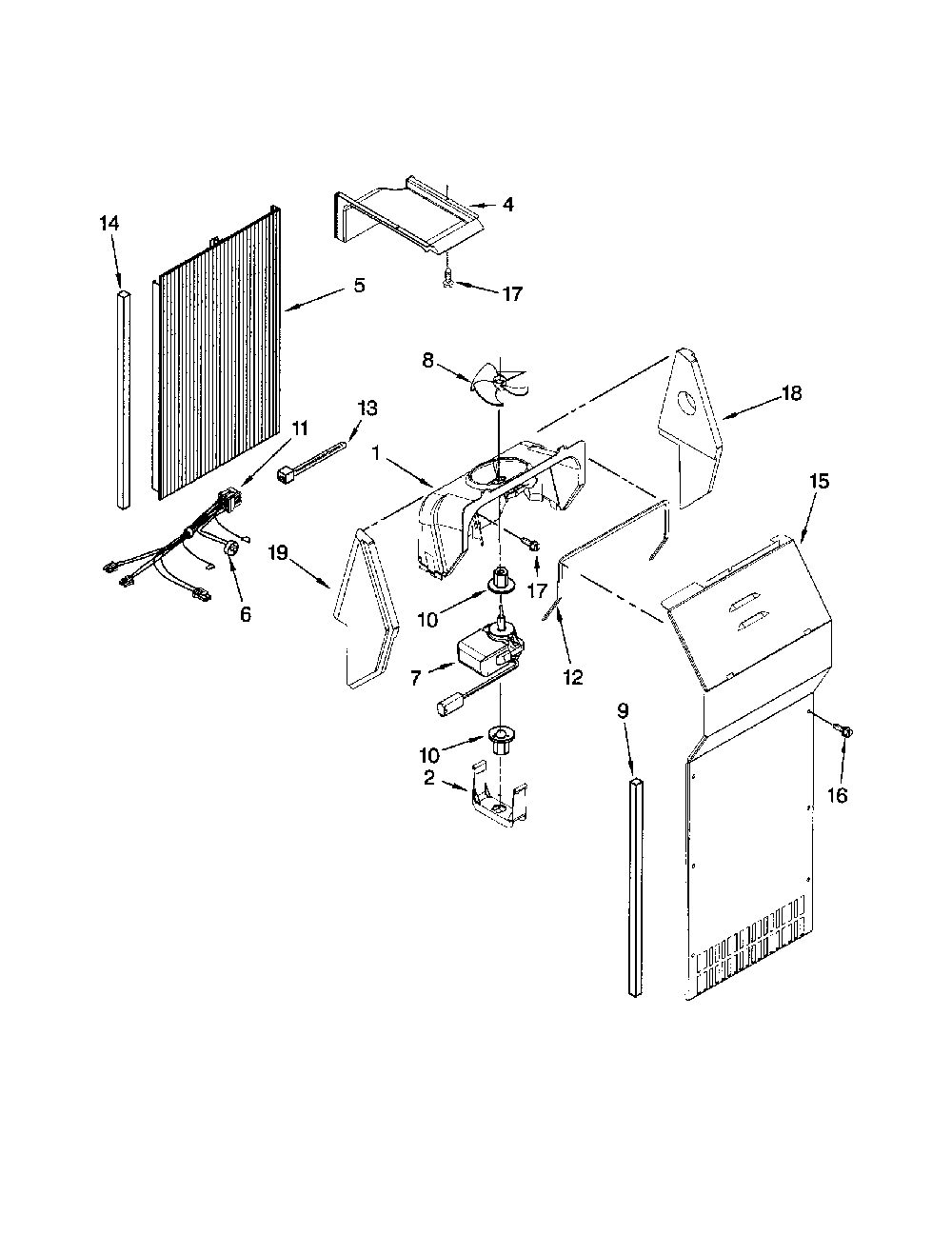 Air flow Diagram and Parts List for 10658982801  Kenmore Refrigerator