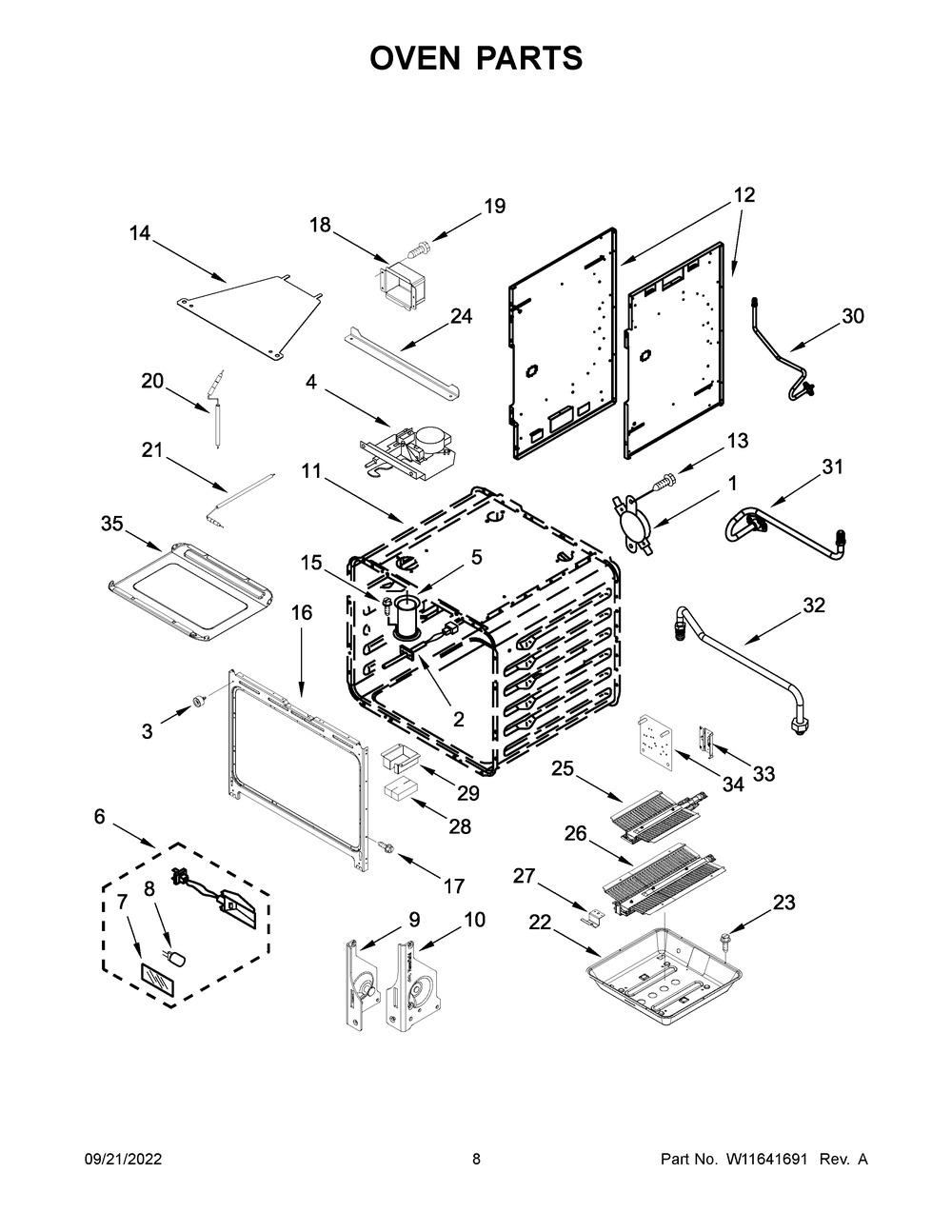 Oven Parts Diagram and Parts List for KFGC506JAV05  KitchenAid Range