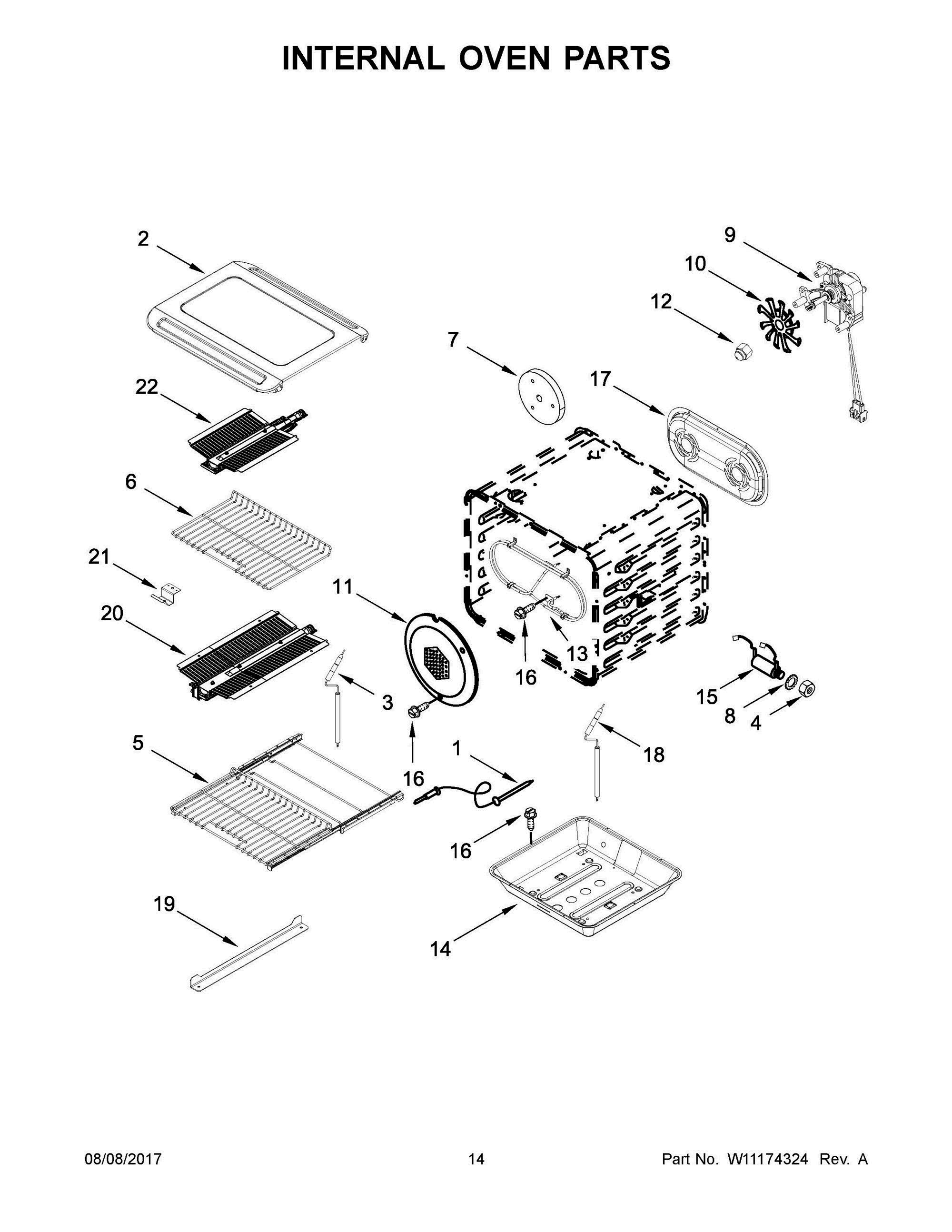 08 - INTERNAL OVEN PARTS Diagram and Parts List for JLRP536WP01  Whirlpool Range